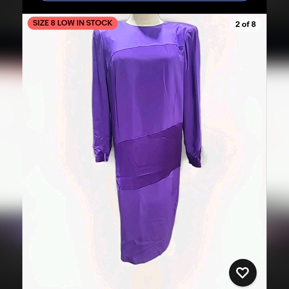 Vintage Ann Hobbs For Cattiva Dress Purple EveningWear Draped Back Satin Details